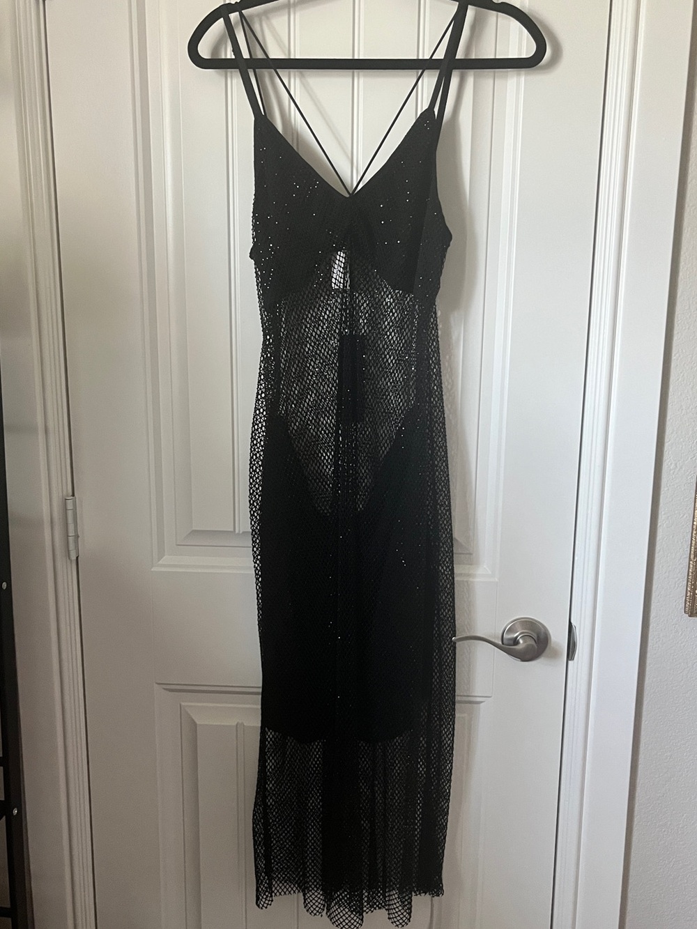 Anthropologie NwT Caballero Black Mesh Slip Dress with built in layer - Picture 10 of 11